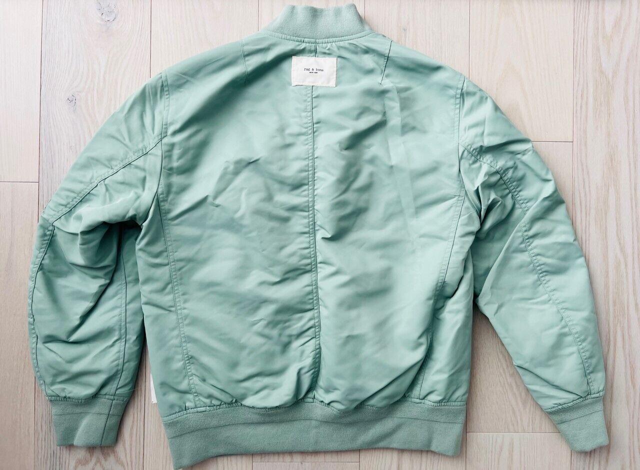 Rag & Bone Manston Recycled Nylon Bomber in Sage Green ( M ) Rag & Bone Manston Recycled Nylon Bomber in Sage Green ( M )