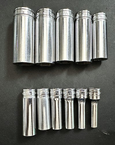 SNAP ON 11-PIECE 3/8" DRIVE SAE DEEP 6-POINT SOCKET SET (1/4"-7/8") USA - Picture 3 of 8