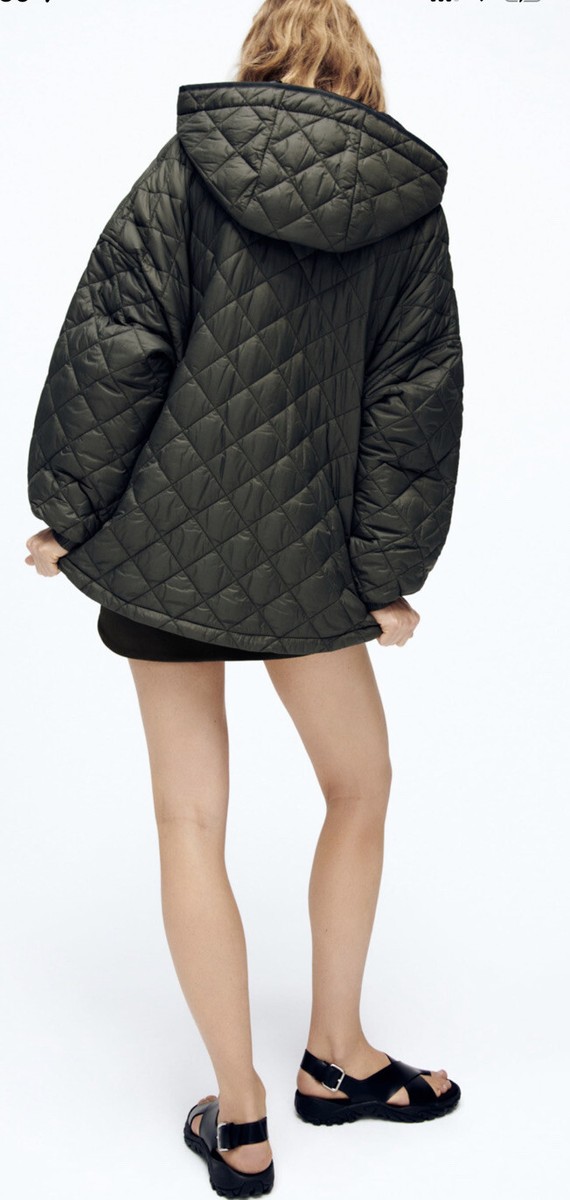 Zara khaki top puffer coat