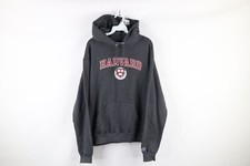 Vtg Champion Mens Medium Faded Harvard University Spell Out Hoodie Sweatshirt