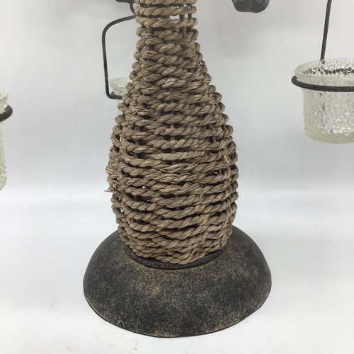 Vintage Decorative Palm Tree Candelabra Metal/Wicker Candle Holder/Tea Lights - Picture 11 of 13
