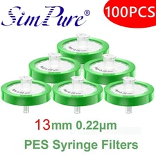 Simpure 100x Lab PES Membrane Non Sterile Syringe Filter 0.22μm 13mm Hydrophilic