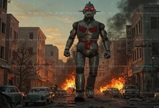 STEAMPUNK ROBOT ART PRINT, Surreal Giant Robot Poster, Fantasy Sci-fi Decor G112