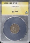 1908-S Indian Head Cent ANACS EF-40 - Key Date!