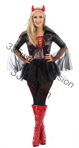 Adult Ladies Sexy Devil Halloween Womens Wicked Devil Fancy Dress Costume (EJ) - 第 2/4 張圖片