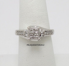 1/2CT Natural Diamond Halo Engagement Wedding Ring Bridal 14K White Gold Band