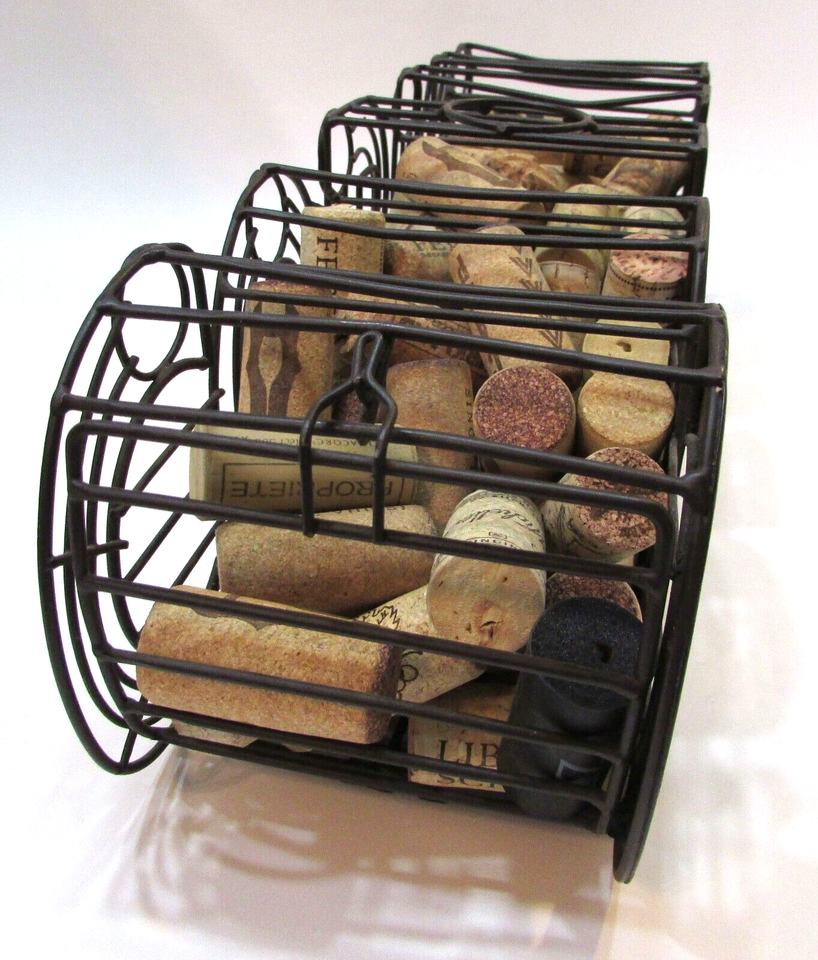 Brown Steel CORKS Large 4x5x14 Wire Wine Cork Cage Basket Holder Full