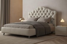 LETTO MATRIMONIAL CAPITONNE' RIVESTITO ECOPELLE/TESSUTI C/SENZA RETE CONTENITORE