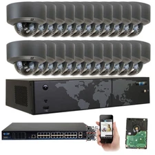 32CH 4K H.265 NVR 24 5MP 4X Optical Zoom PoE IP Dome Camera Security System 16TB