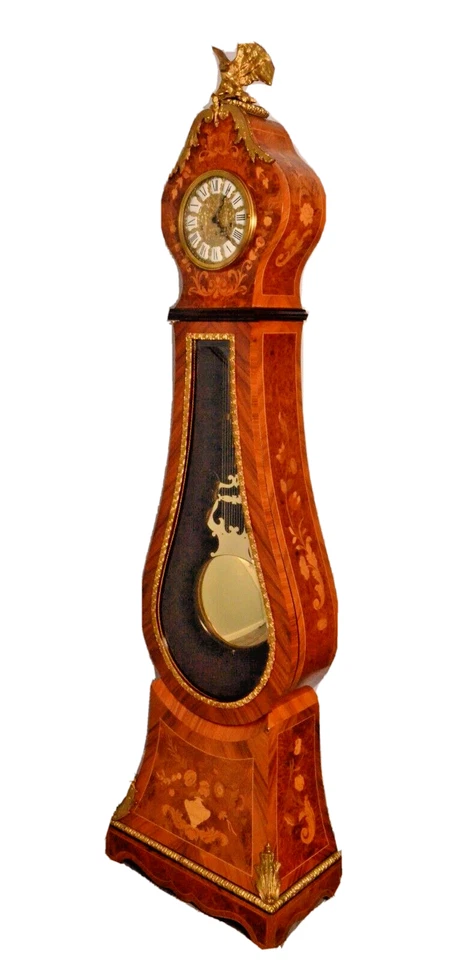 Antiguo Reloj Abuelo Original Bronce Dore Incrustación Floral Westminster Llamativo Foto 4 de 4