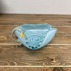 Murano Art Glass Candy Dish Bowl Swirl Italian  Handled Vintage