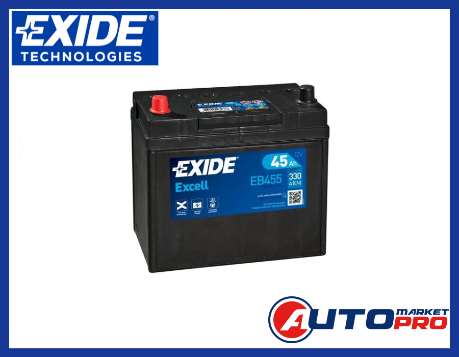 EXIDE EXCELL EB455 BATTERIA AUTO PER AVVIAMENTO 45Ah 330A 12V POLO SINISTRO