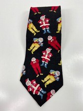Golden Wreath Men’s Black Santa Christmas Tie 100% Silk USA Made