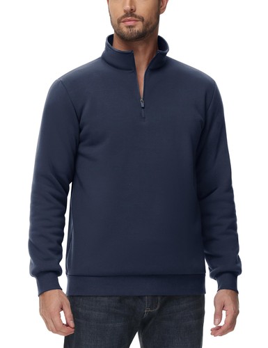 Herren 1/4 Zip Sweatshirt Sherpa gefüttert Fleecepullover schwerer Winterpullover - Bild 57 von 69