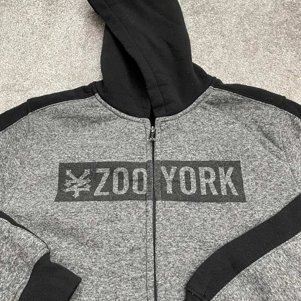 Zoo York Full Zip Hoodie Sweatshirt Boys XL Black Gray Fleece Graphic Casual - Image 3 of 4