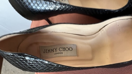 Jimmy Choo London Women’s HOT Snake Skin Pointed Toe Pump Heels Leather 39 Black - Picture 7 of 10