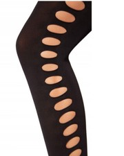 COLLANT NERO 90 den CALZEDONIA T. 2 S cut out aperte fori PANTYHOSE STRUMPFHOSEN