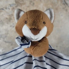 CARTER'S JUST ONE YOU FOX GRAY BLUE STRIPED LOVEY PLUSH SECURITY BLANKET