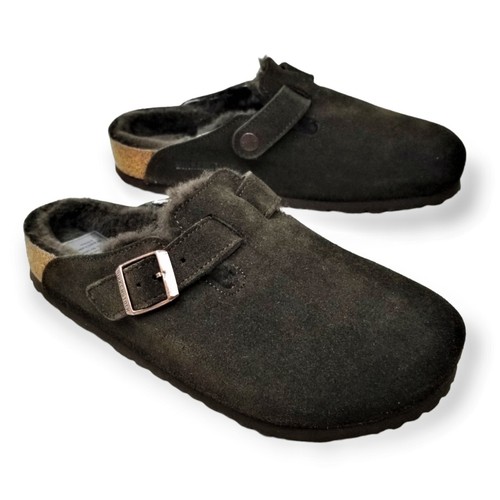 BIRKENSTOCK BOSTON Shearling Suede Leather Sandal, MOCCA, EU 38 US W7, M5 eBay