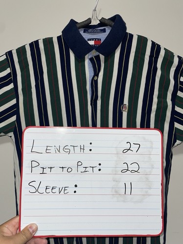 Vintage 90s Tommy Hilfiger Polo Shirt Men’s Large Multicolor Striped Casual - Picture 8 of 8
