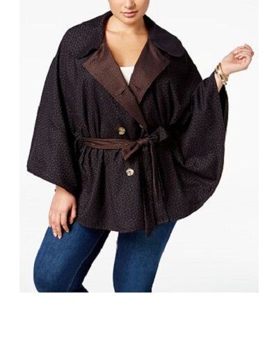 Seven 7 Melissa McCarthy REVERSIBLE Belted CAPE Coat Plus 26 28 Lane Bryant NEW - Picture 1 of 4