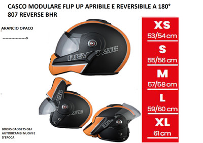 Casco Modulare ARANCIO OPACO Flip Up Apribile Reversibile a 180° 807 Reverse  BHR | eBay