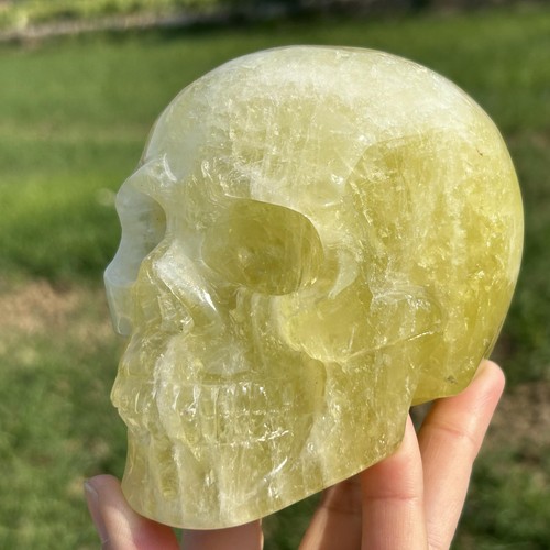 2.66LB Natural Smokey citrine Quartz Skull Hand Carved Quartz Crystal Skull heal - 第 16/18 張圖片