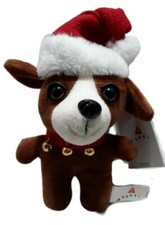 Dandee brown Puppy dog Plush Stuffed Animal Santa hat Avanti 10"