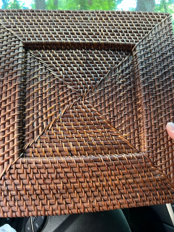 Juego de 6 Platos Cargador Cuadrados Boho Granja Mesa Deco Ratán Mimbre Tejido a Mano Foto 2 de 4