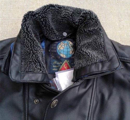 GRUPPO V MODA ITALIA MEN’S FAUX LEATHER BOMBER JACKET - BLACK - SIZE XL. - Picture 2 of 11