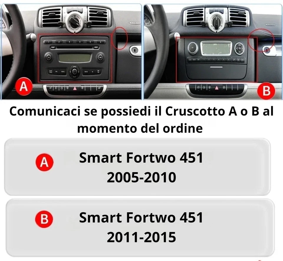 Autoradio Android 9" Smart Fortwo Forfour 451 2005-2015 CarPlay GPS WiFi Bluetoo - Immagine 3 di 4