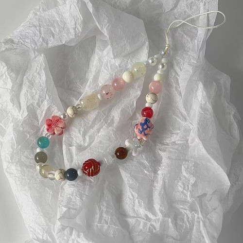 Sweet Phone Rope Cute Flower Carp Beaded Pendant Bag Earphone Cover Decorati _wa - Zdjęcie 4 z 5