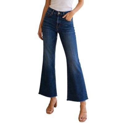MOTHER The Hustler Ankle Fray Jeans Size 26 Home Movies High Rise Blue Denim Raw
