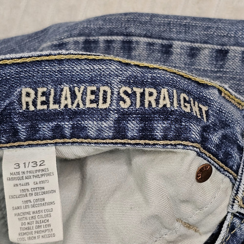 American Eagle Jeans Mens 31x32 Blue Relaxed Straight Medium Wash Denim Y2K - Picture 10 of 13