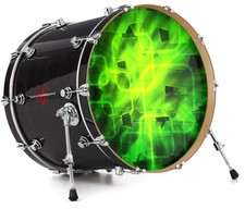 Vinyl Decal Skin for 24" Bass Kick Drum Head Cubic Shards Green
