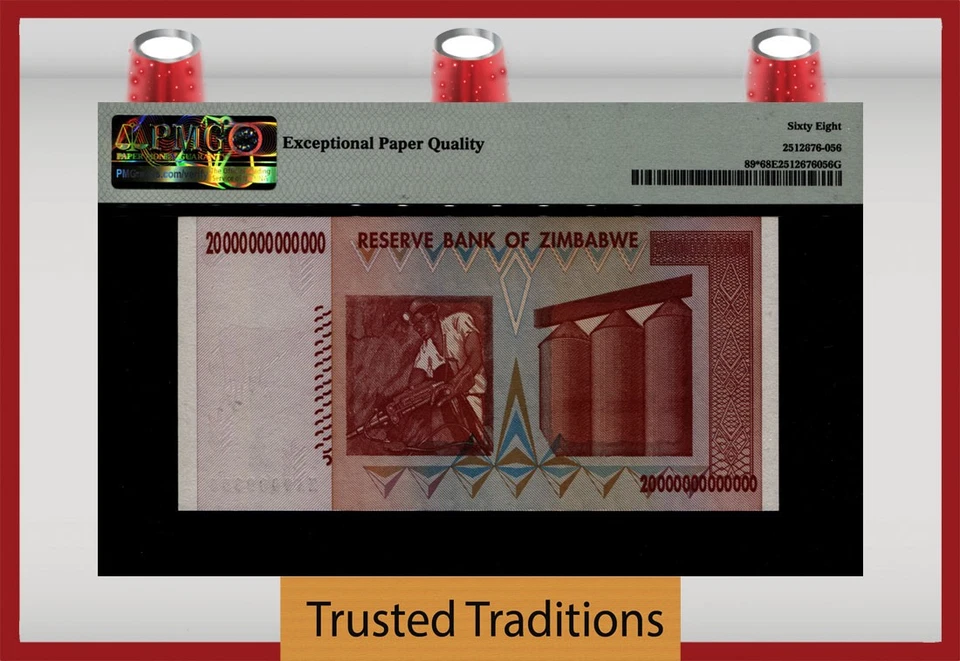 TT PK 89* 2008 ZIMBABWE 20 TRILLION DOLLARS REPLACEMENT STAR NOTE PMG 68 EPQ - Image 2 of 2