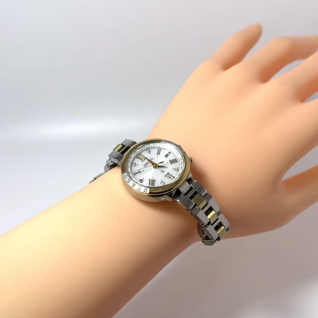 Seiko Lukia Limited 1500P SSVV030 16P Diamond Bezel Solar Radio Working Japan image 2
