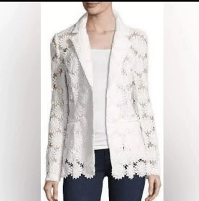 Berek Peek-A-Boo 3D Open Floral White Blazer Jacket Small NWT