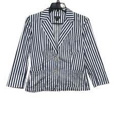 Lauren Jeans Co. Ralph Lauren Blue White Strip Blazer Size Medium Cotton Preppy