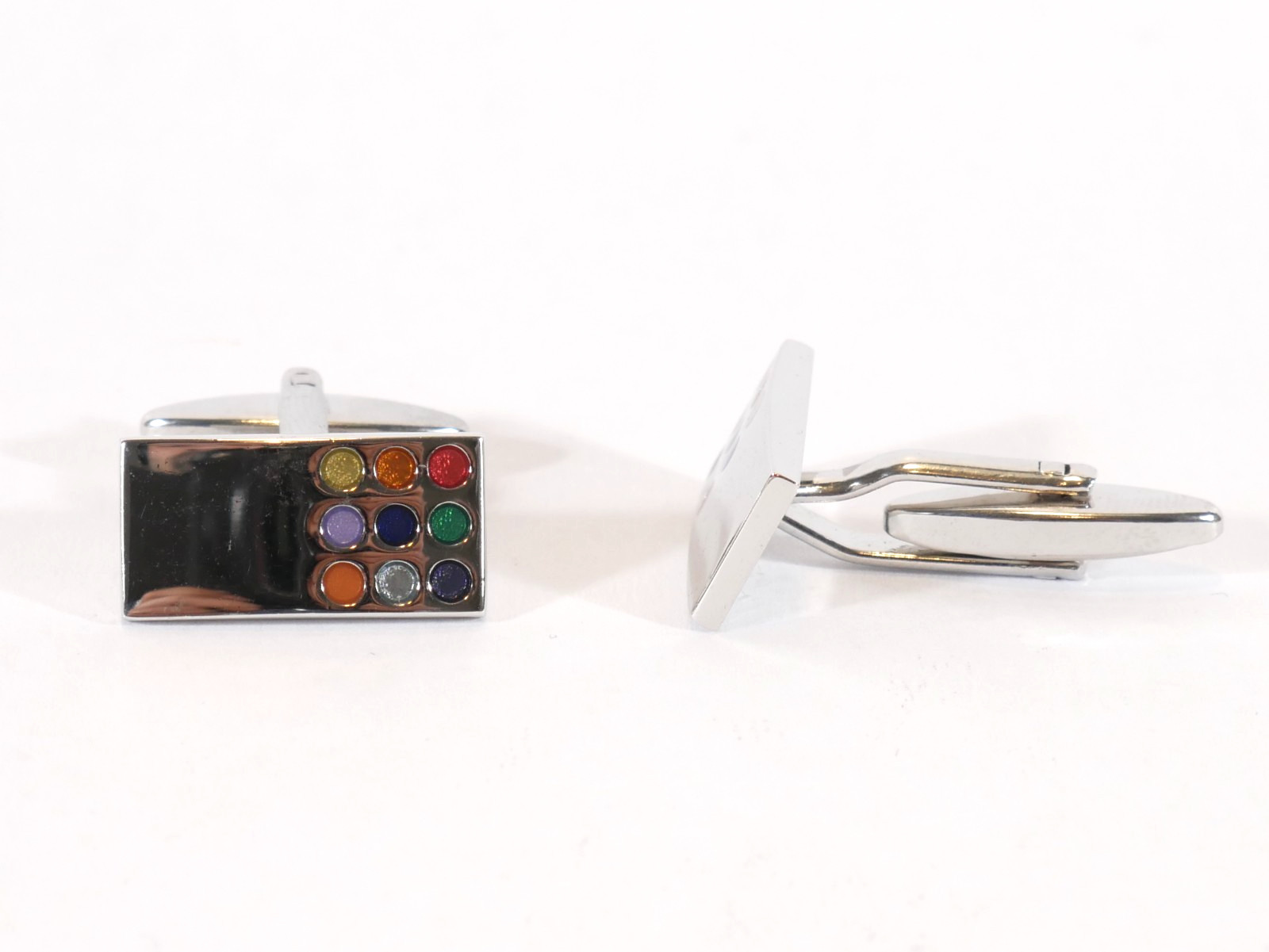 Mens Silver Tone Rectangular Cufflinks Multicolou… - image 1