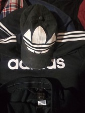 adidas Men's XL Black/White 2-Piece Fleece Tracksuit Set Logo Drawstring