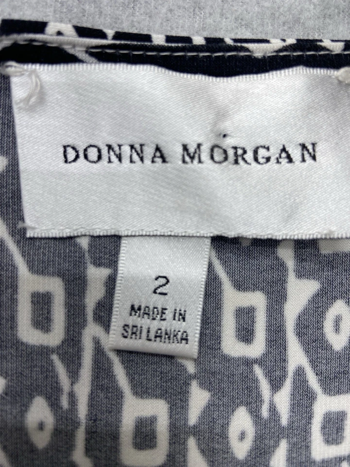 Donna Morgan Dress Womens Size 2 Black White Work Party Cocktail Stretch - Image 4 of 4