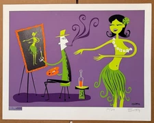  Shag Josh Agle Leeteg Tribute Silkscreen Serigraph Unframed Signed Numbered