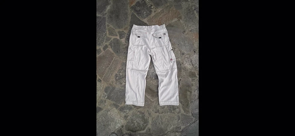 Pantalones de mezclilla JNCO cargo 36x32 caqui holgados logotipo pierna ancha patinador algodón vintage Foto 4 de 4