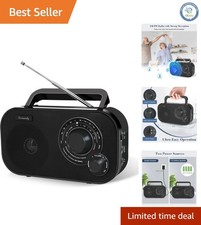 Battery  Wall Plug AM/FM Radio - Strong Reception and Loud Sound for All Ages