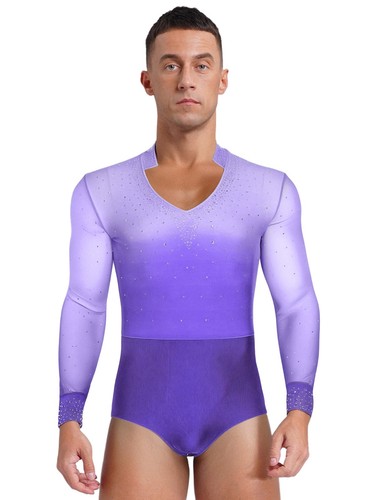 Mens Dancewear Latin Jumpsuit Performance Bodysuit Crotch Leotard Rumba Samba - Picture 27 of 48