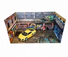 1:18 Scale Diecast Car Display Street Graffiti Garage Diorama Model Kit