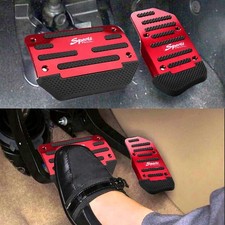 2x Red Non-slip Automatic Gas Brake Foot Pedal Pad Cover Car Accessories Parts D