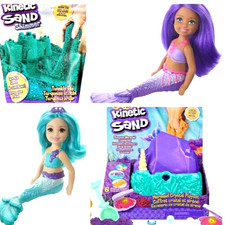 Kinetic Sand, Mermaid Crystal Playset, 2 Chelsea, 2 lbs sparkle sand, 10 surpris