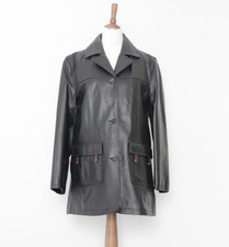 Giacca vintage in vera pelle nera Conbipel taglia 46